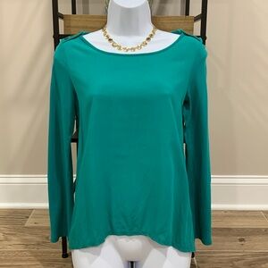J.JILL Turquoise Blouse with Gold Buttons PETITE XS